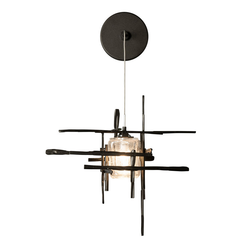 Tura Metal Armed Sconce, Oil Rubbed Bronze, Seeded Clear