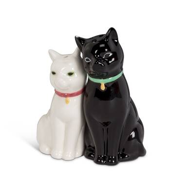 Magnetic Boo Halloween Cat Porcelain Salt and Pepper Shakers, Set of 4 -  Tableware - Cosmos