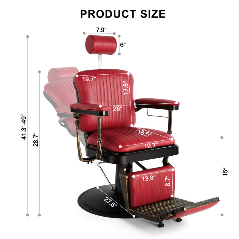 Chaise de barbier robuste, Similicuir rouge