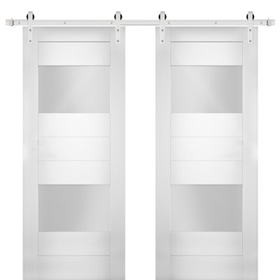 Portes blanches en verre givré Sete avec trousse de quincaillerie d'installation Sete