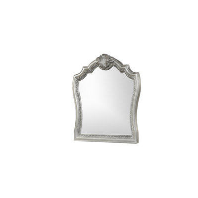 Miroir Destiny de style traditionnel avec cadre en bois argenté