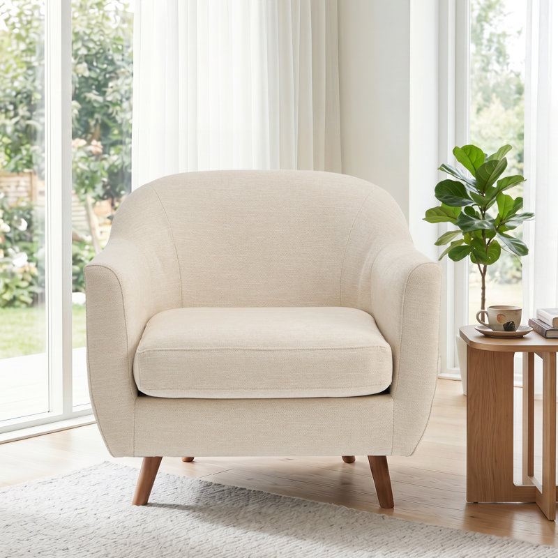 Kaya 35''W Modern Upholstered Accent Chair Boucle, Cream