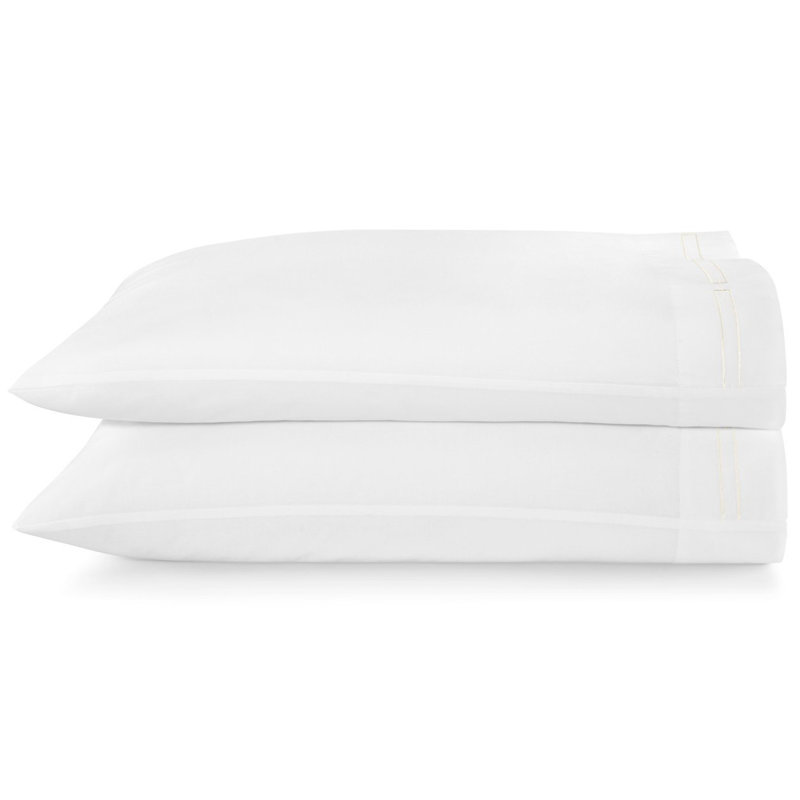 Stanza 420 Thread Count Geometric Egyptian-Quality Cotton Pillowcase, King, White