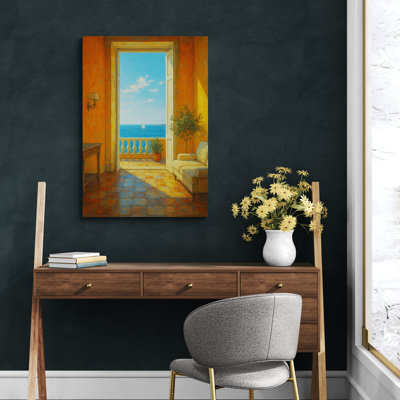 Sea Breeze Through the Door Wall Art - Canvas Framed Print