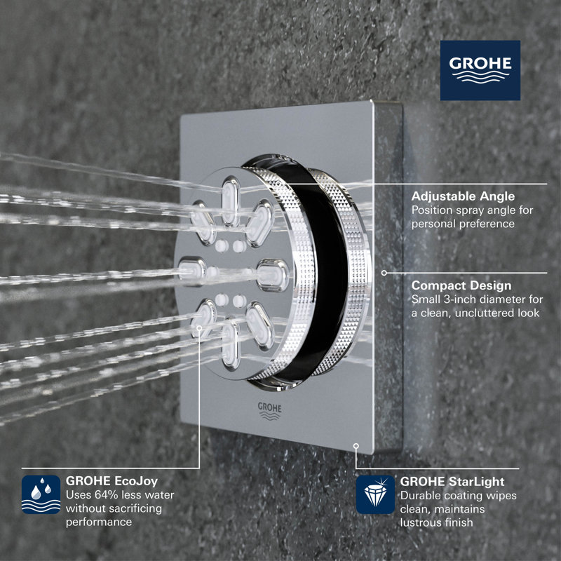 Rainshower Aqua Body Spray Square, Brushed Nickel
