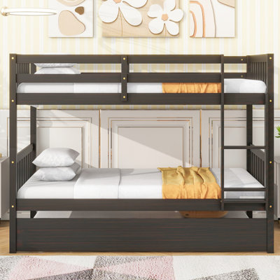 Lit superposé simple en bois d'hévéa, avec lit gigogne, convertible en deux lits, détachable pour un sommeil spacieux, lit gigogne escamotable, plateforme à 13 lattes pour éviter les piqûres de couleur