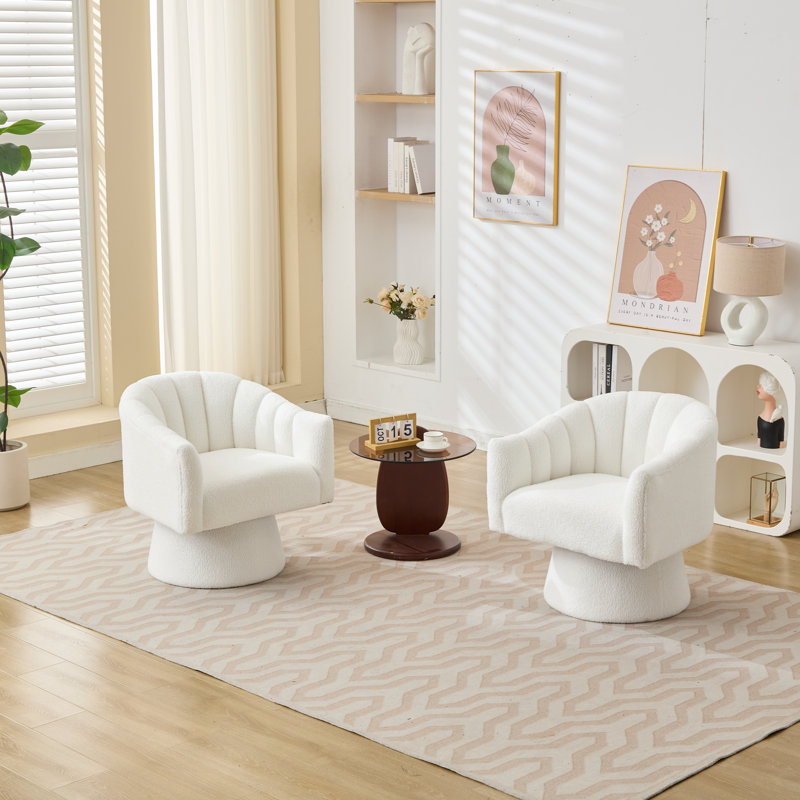 Fauteuil demi-tonneau pivotant, Blanc