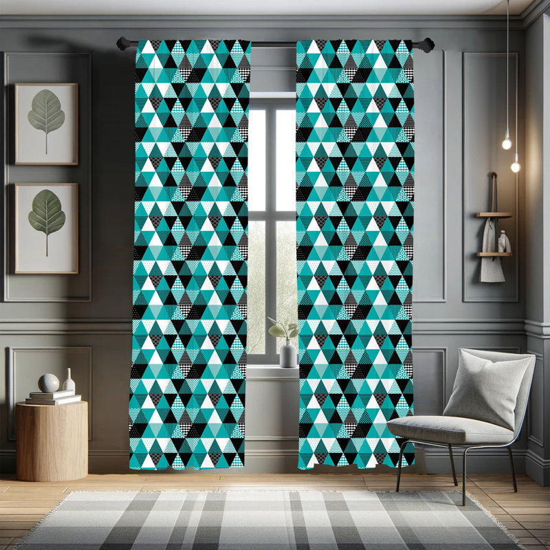 Geometric Semi-Sheer Rod Pocket Curtain Panels, 28" x 84"