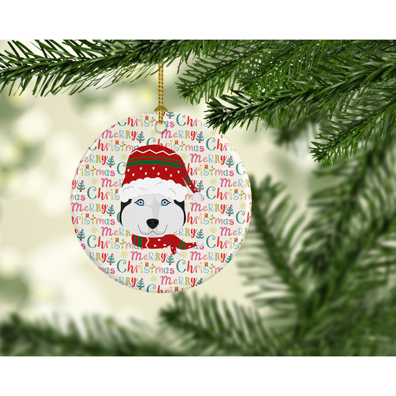 Ornement suspendu Husky sibérien et joyeux Noël