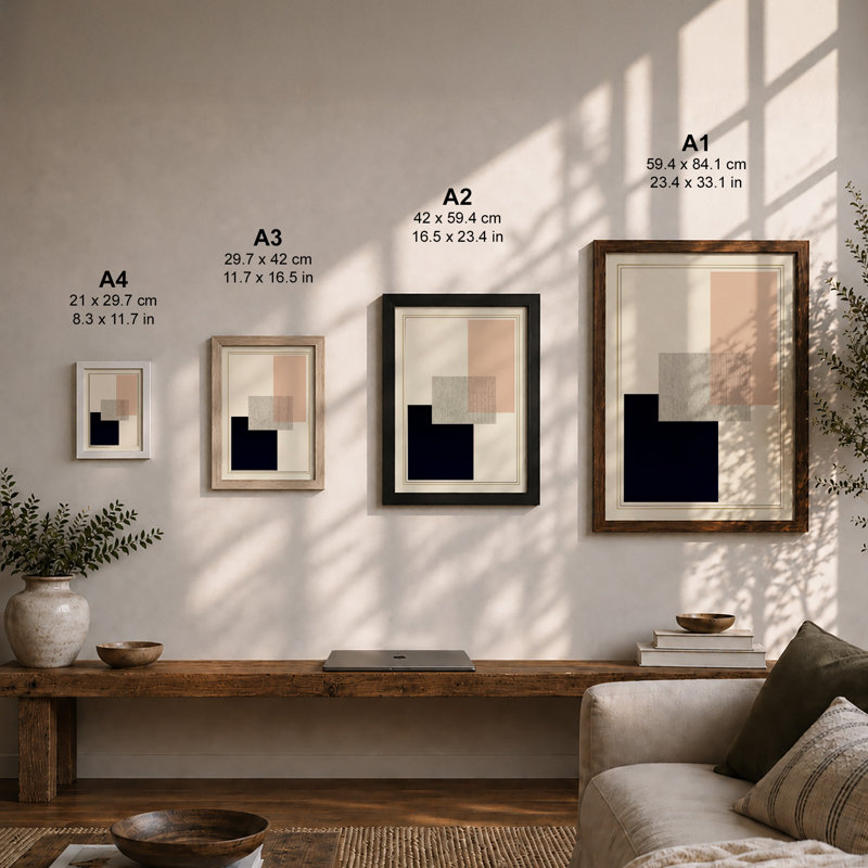 Geometric Balance Minimalist - Framed Print, A4 - 29.7 x 21.0 cm, Unframed
