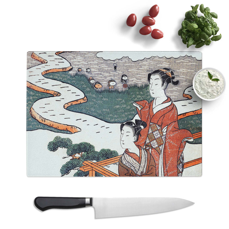 Tempered Glass Overlooking the Fields by Isoda Koryusai Chopping Board, 28.5 cm x 20 cm