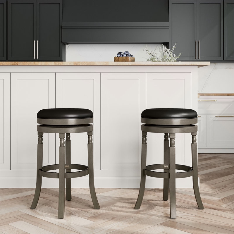 Tabouret 30 ", siège en cuir