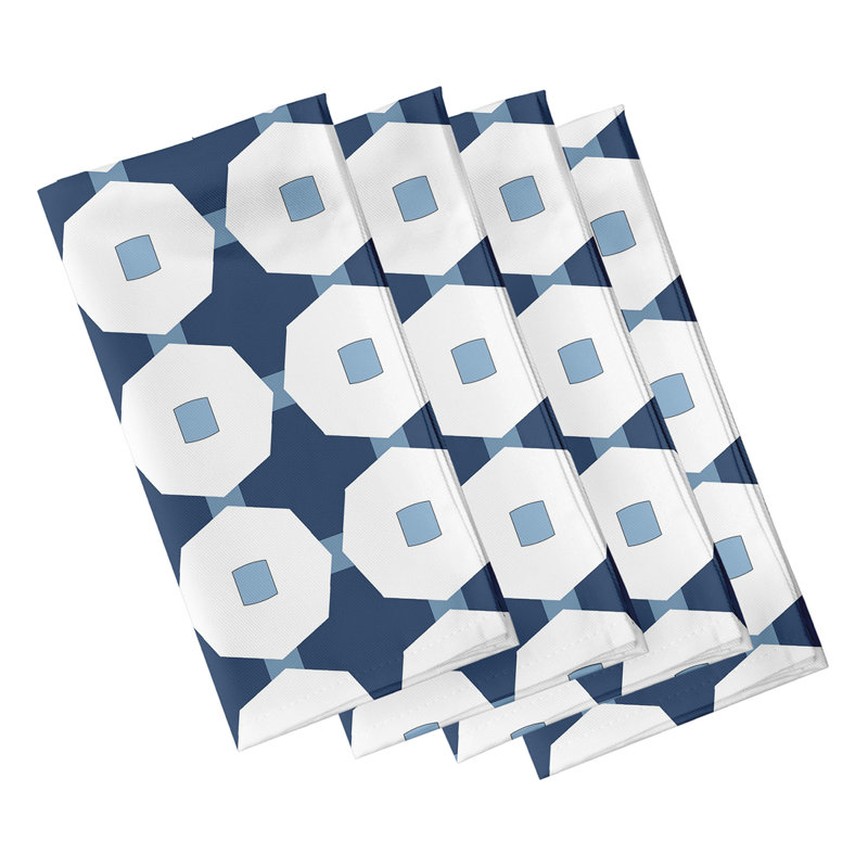 Laografias Polyester Geometric Square Napkin, Blue