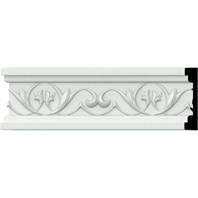 Endurathane Attica Running Leaf Chair Rail, 3 1/2"H x 3/4"P x 94 1/2"L, (4"Repeat), Factory Primed