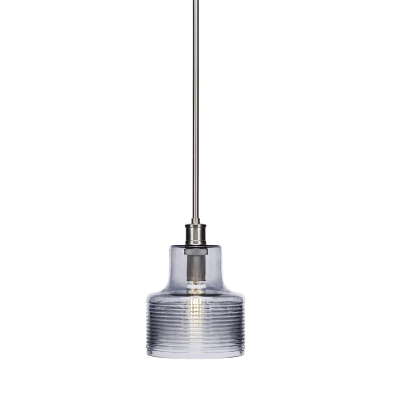 Luminaire suspendu 1 lumière Boutin illustré avec verre de 7,5 po, Bleu, Nickel brossé