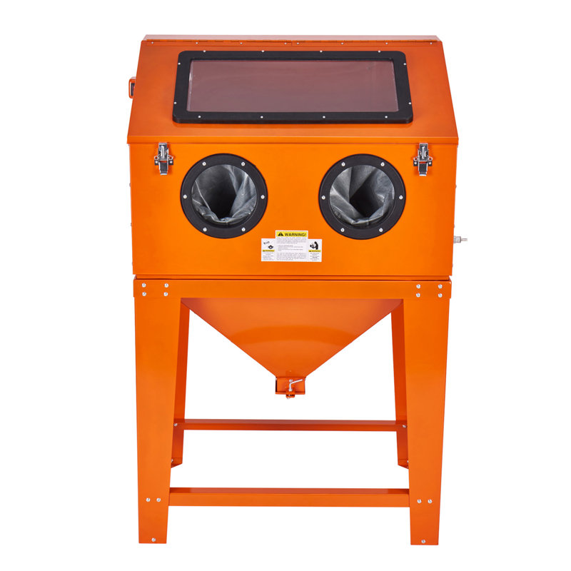 Armoire de sablage de 90 gallons avec système de dépoussiérage de 1,8 gallon, armoire de sablage 40-120PSI avec support, sableuse robuste avec pistolet de sablage et 4 buses pour la peinture, le décapage de la rouille
