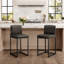 61cm Modern Upholstered Kitchen Counter Stool with Metal Sled Base & Faux Leather-971905131-971905122