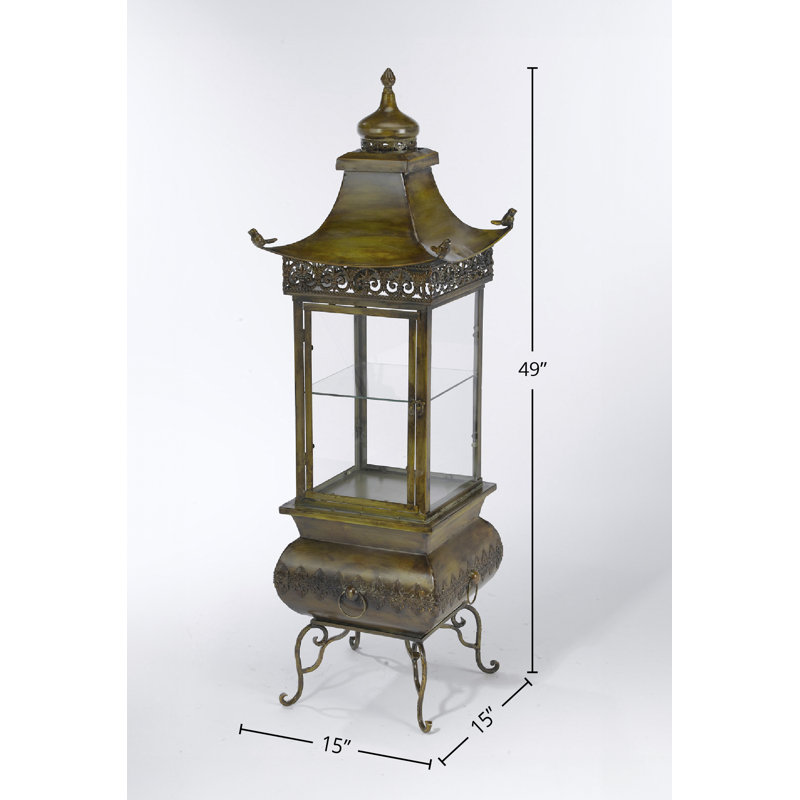 Armoire Pagoda avec tablette en verre, Vert antique