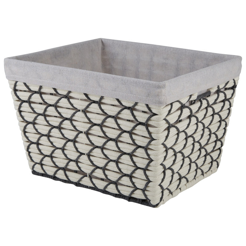  Grand sac fourre-tout en corde de coton blanche, H 9,8 po x l 12,9 po x P 14,9 po