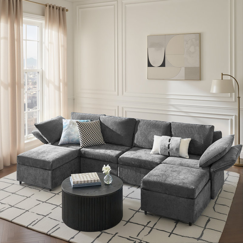 Canapé modulaire 6 pièces Andoline, Gris