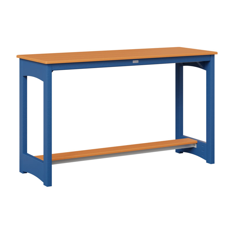 Balcony Outdoor Bar Table, Pacific Blue, 35.5" H x 60" W x 22" D, Mango Orange