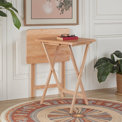 Ensemble de 2 tables pliantes Ilsefriede au fini naturel, H 25,93 po x L 18,91 po x P 14,41 po