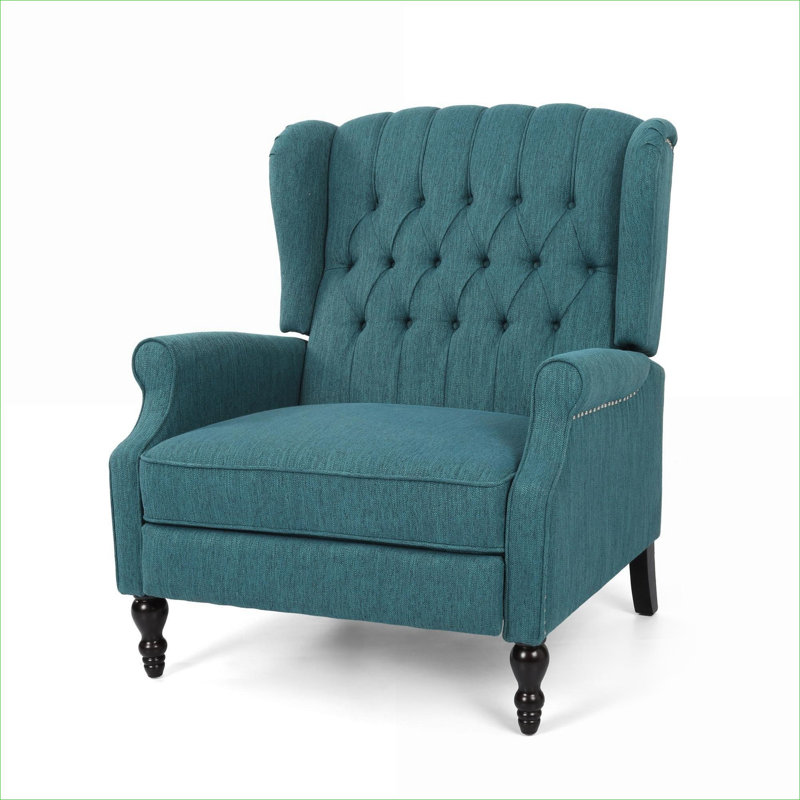 Fauteuil inclinable en tissu à dossier simple à oreilles pour salon et chambre à coucher de style contemporain, Vert