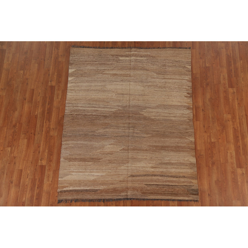 Tapis brun Kilim en laine 5 x 6 po