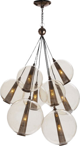 Laura Kirar 8 - Light Pendant, 51" H x 28" W x 28" D, Brown Nickel/Smoke