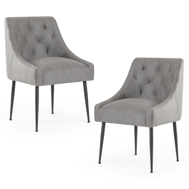 Dining Chairs (Set of 4) Mid Century Modern Kitchen Chair Comfortable Upholstered Faux Leather Dinner Chairs for Kitchen Dining Room