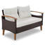 Sièges de patio: 4 personnes, table et pieds en bois, coussins beiges, pieds réglables, matériaux durables, housse incluse: table, coussins, eau, inclus