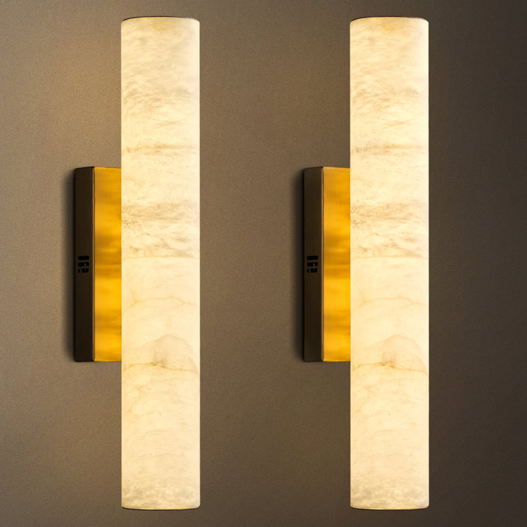 Dover Dimmable LED Wall Sconces Wallchiere with Alabaster Shade(Set 0f 2)