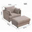 Chaise longue surdimensionnée en chenille avec repose-pieds, fauteuil de lecture moderne à assise profonde pour appartement, beige-1521046548