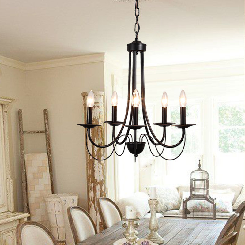 Lustre 5 lumières façon bougie Araiah noir