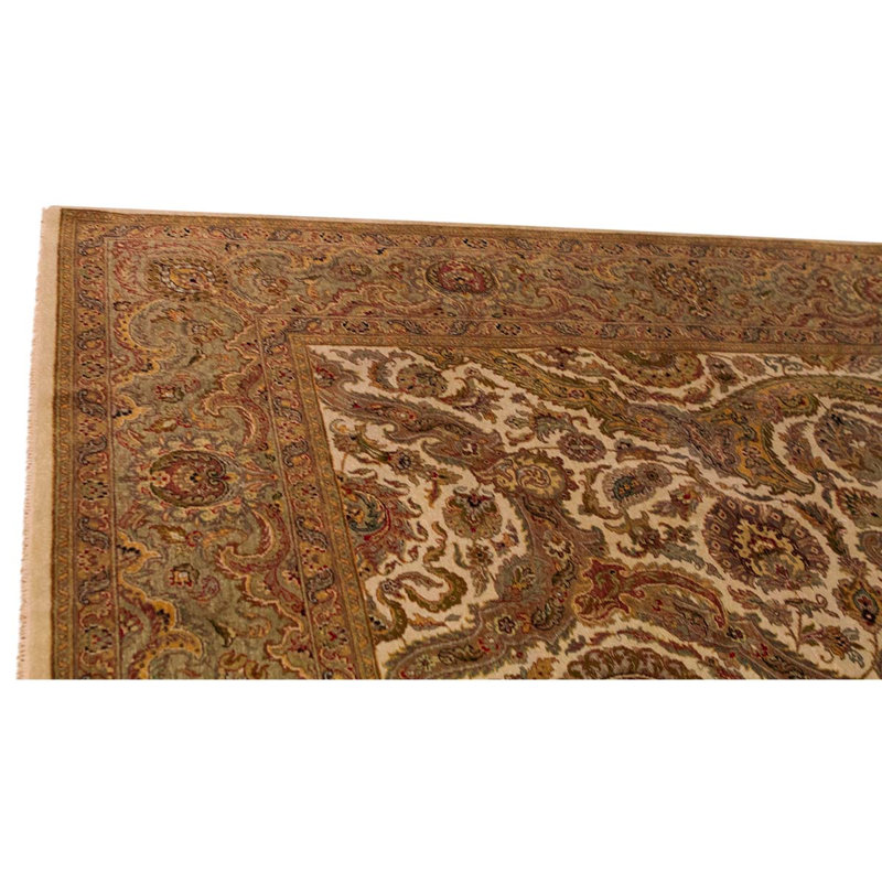 Tapis brun / orange / ivoire noué à la main