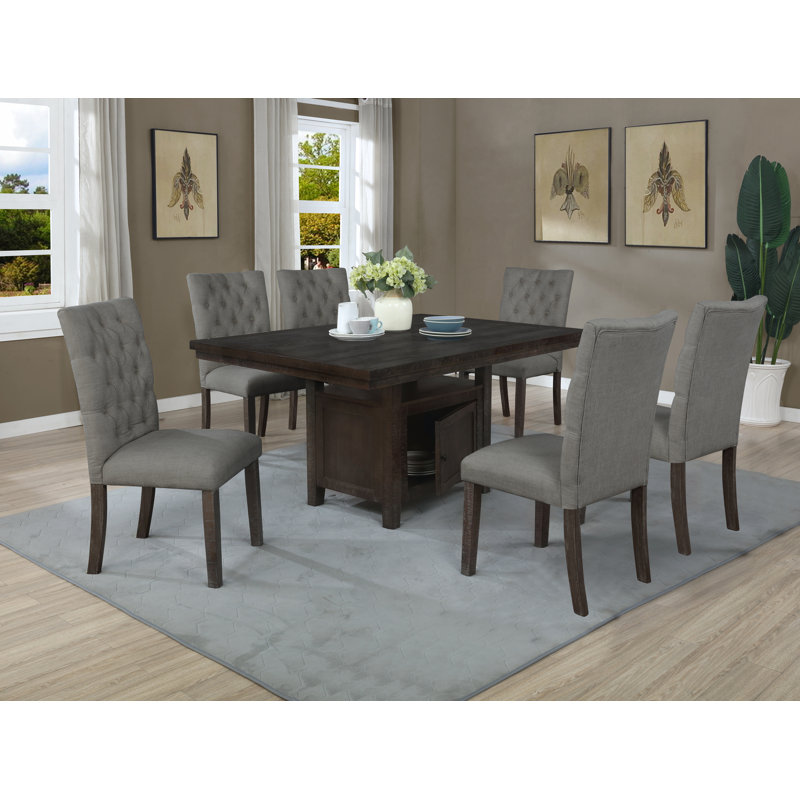 Jolin 6 - Person Four Leg Dining Set, Gray