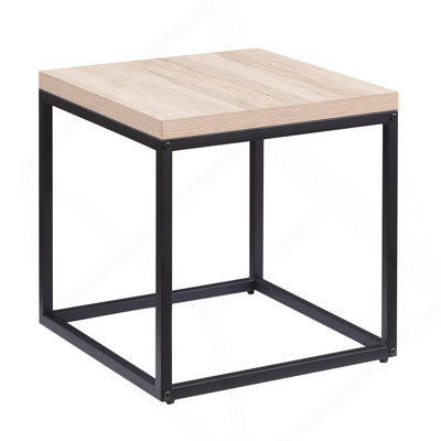 End Table Side Table,Square Wood And Metal Nightstand,Storage Small End Table, For Living Room Bedroom, Natural Oak