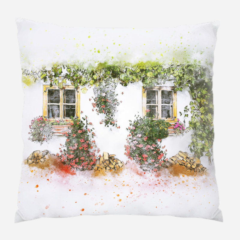 Coussin décoratif fleurs Kearney, Microsuède, Intérieur