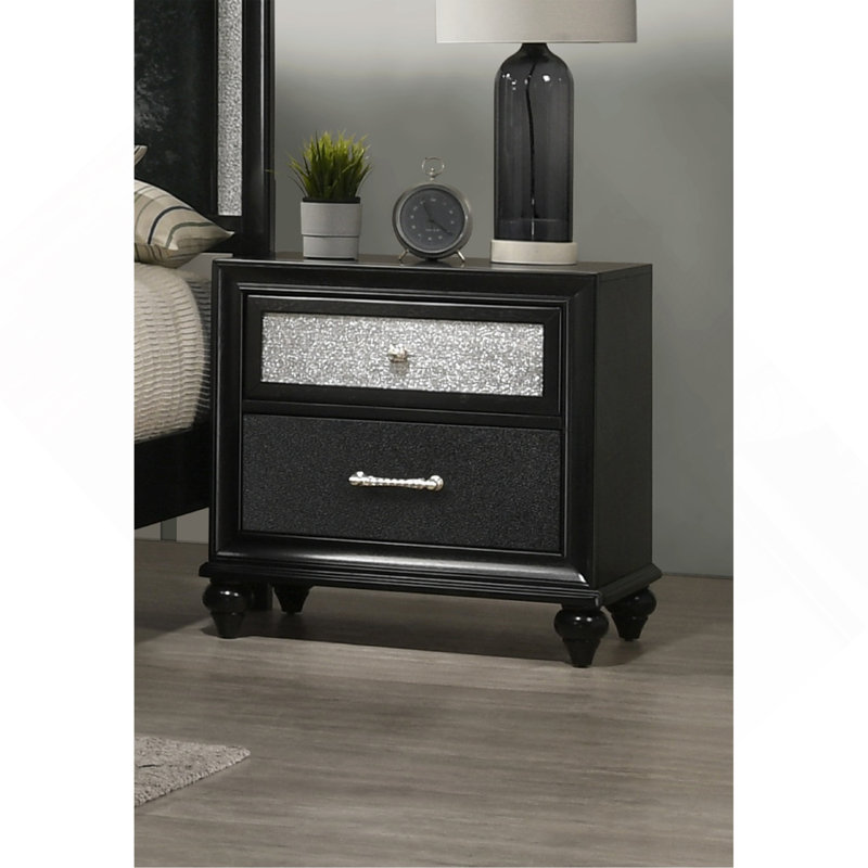 Table de chevet luxueuse 1 pièce 2 tiroirs Glam