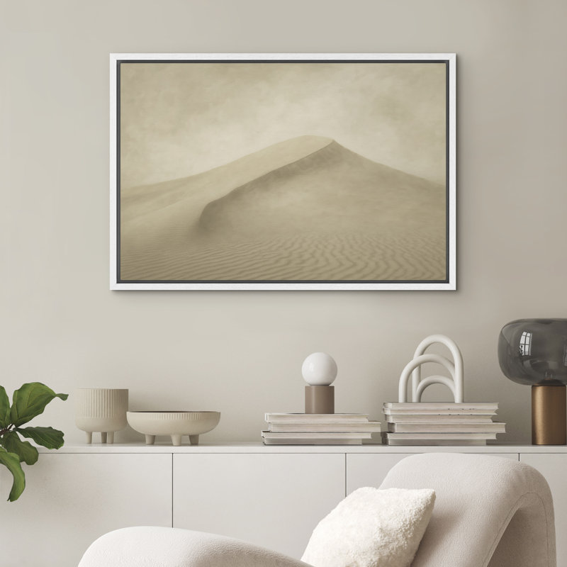 «Desert Sand Dune», art minimaliste sépia, paysage encadré neutre pour décor moderne ou du sud-ouest, H 24 po x l 36 po