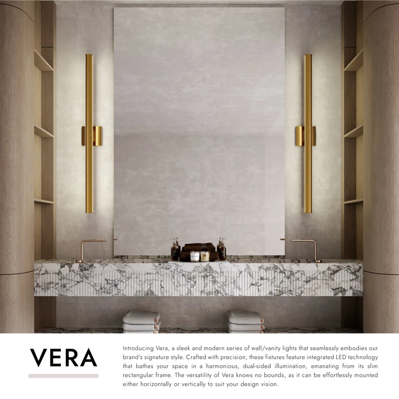 Vera 1 - Light LED Bath Bar, Brushed Gold