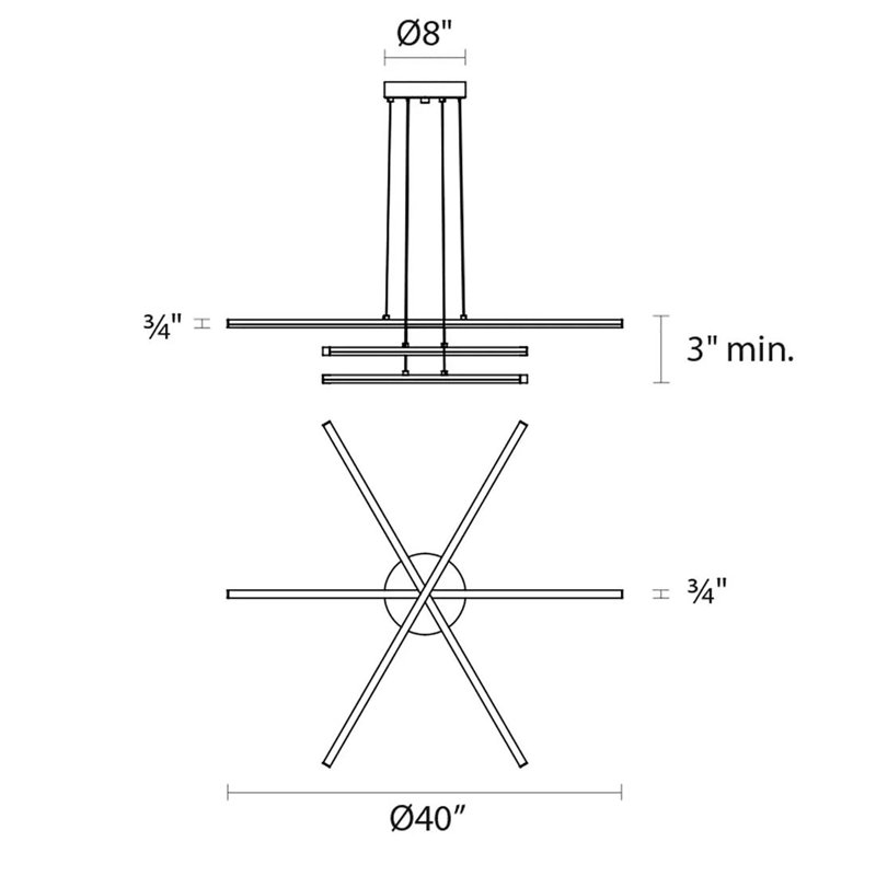 Stix 3 - Light LED Chandelier, Satin Black