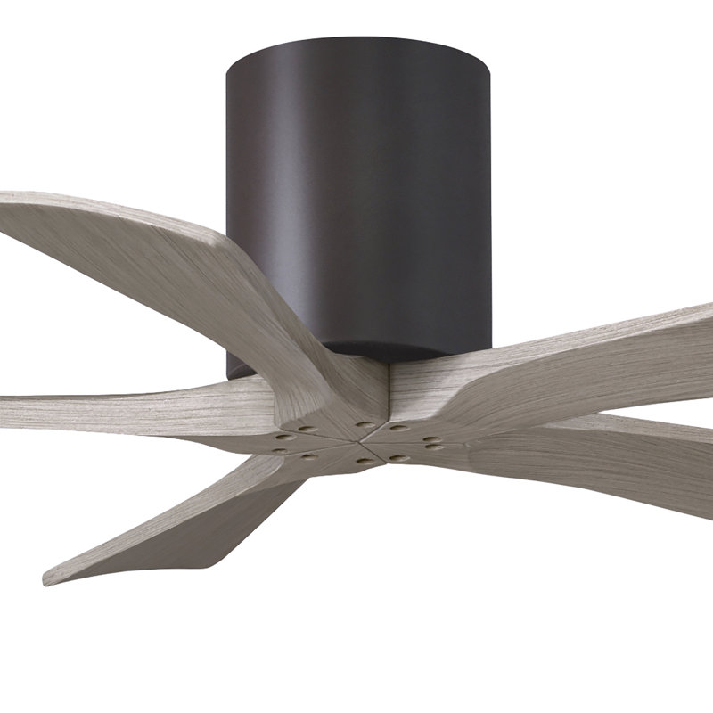 60" Irene 5-Blade Hugger Ceiling Fan with Wall Remote, 42", Matte Black, Gray Ash