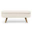 Banc de rangement rembourré en lin beige et brun de 44 po avec dessus rabattable