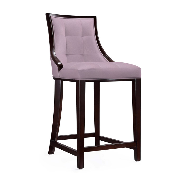 Upholstered Counter Stool with Solid Wood Frame