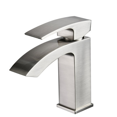 Robinet de lavabo de salle de bain en nickel brossé - Alliage d'aluminium et meuble-lavabo moderne au fini mat en céramique