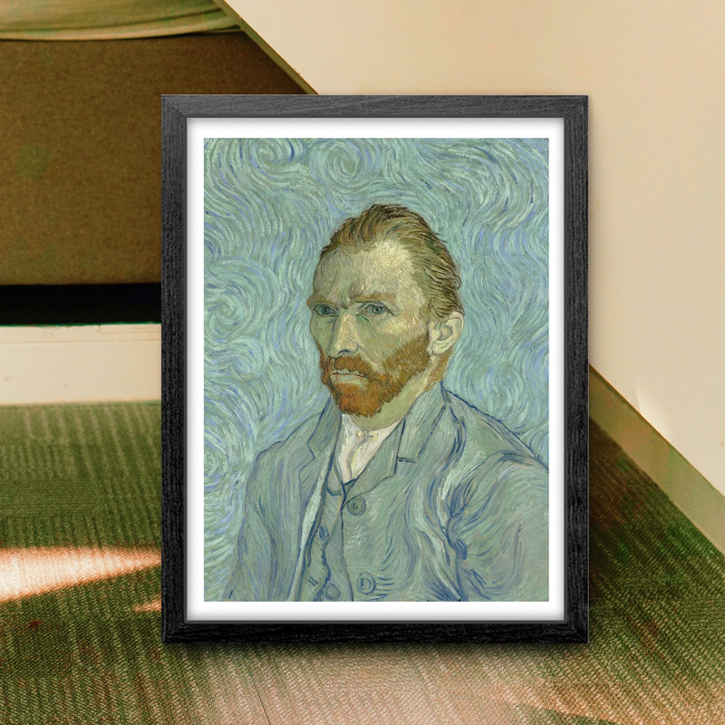 Van Gogh Self-Portrait Replica, Black Wood Framed, 24" H x 16" W
