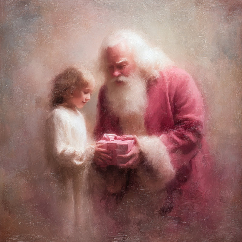 «Santa Gift Moment», toile, H 40 po x l 40 po