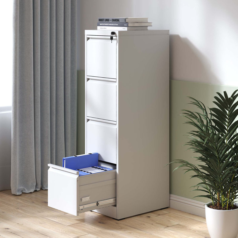 Abheek 4-Drawer Locking Metal Vertical Filing Cabinets – Home Office Filing Cabinets, Fits Legal/Letter/A4/F4, Full Assembly Required,White