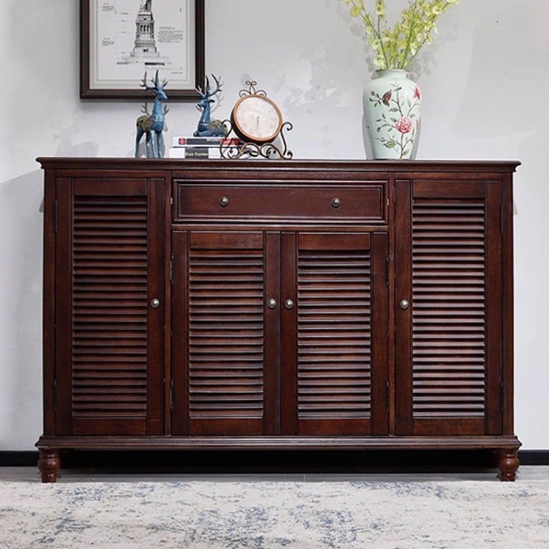 Dark-walnut Solid + Manufactured Wood Shoe Storage Bench